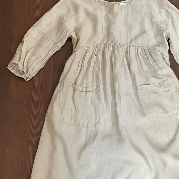 Cream Ruched Sundress with Bishop Sleeves - Picture 2 of 5